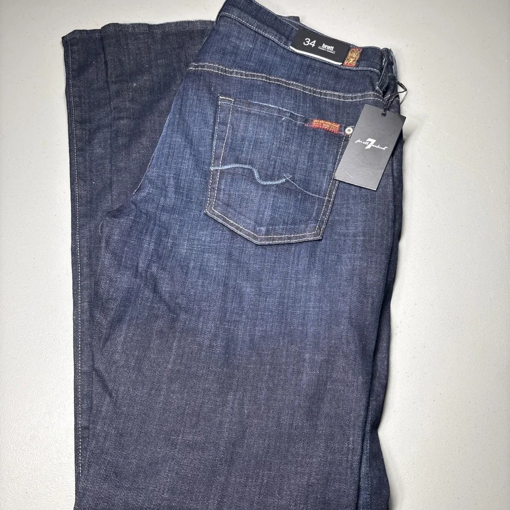 7 For All Mankind Men's 34X34 brett Modern Bootcut Blue Jeans NWT